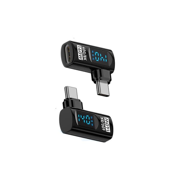 140W USB-C Hun til USB-C Han Digital Adapter - Sort Sidebøjet (2 stk)