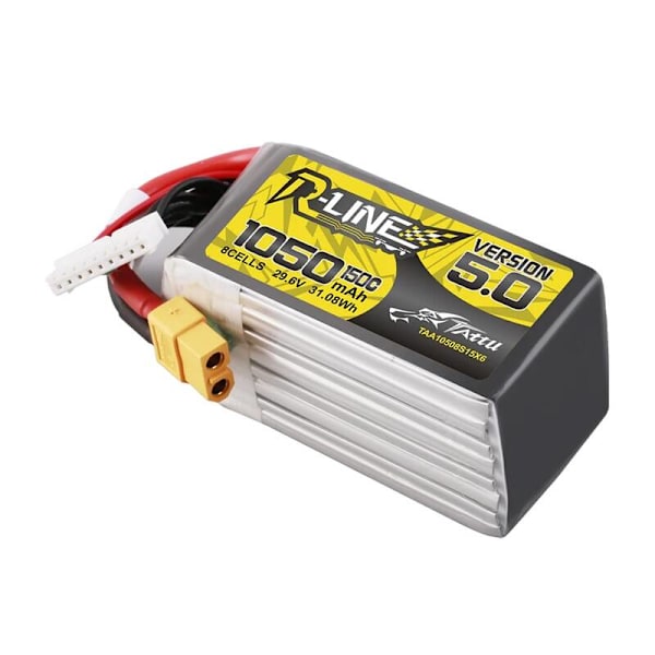 Lipo Tattu R-Line Version 5.0 1050mAh 29.6V 8S 150C batteri med XT60-kontakt