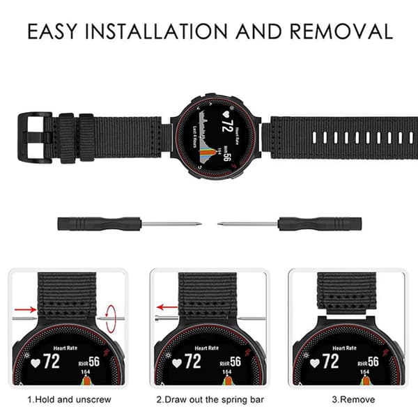 Nylon urrem med spænde til Garmin Black Black