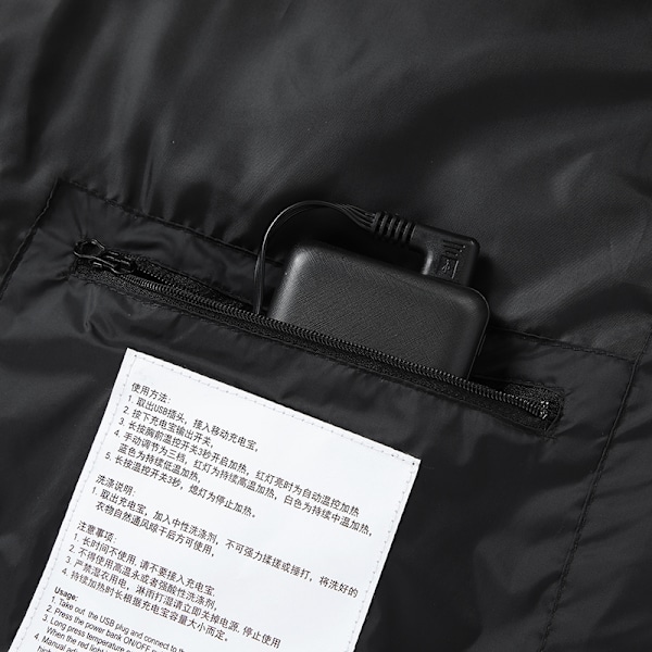 Opvarmet jakke med dobbelt kontrol og 9 varmezoner - sort 5XL