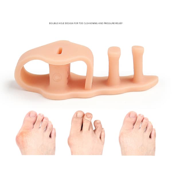 Transparent Tåseparator med Dubbla Hål för Hallux Valgus Korrigering Beige Beige