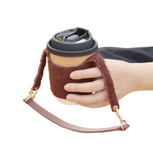 Avtagbar plysch kaffekoppshylsa med handtag
