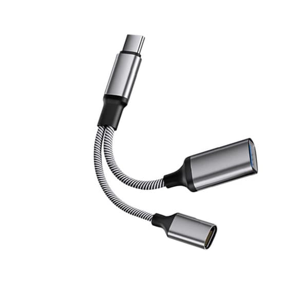 Multifunktionel USB-C til USB Adapter med Opladning - OTG Dataoverførsel og 60W PD Hurtigopladning Grey Grey