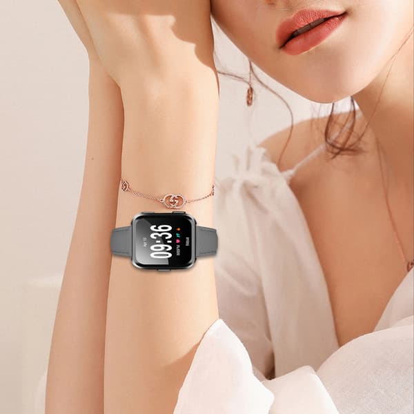 Litchi Mønstret Læderrem Kompatibel Med Fitbit Versa2 Versa Lite Smartwatch Rem I Ægte Læder Grey Grey