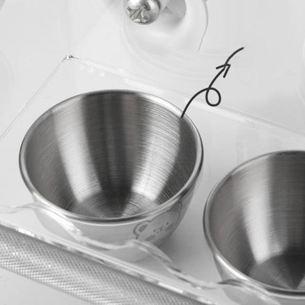 Transparent Akryl Dobbelt Skål Rustfrit Stål Fuglefoder med Skruemontering til Bur