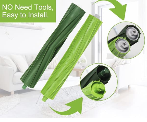 Gummiborste / Rullborste 4-pack Green iRobot Roomba e/i/j series Green