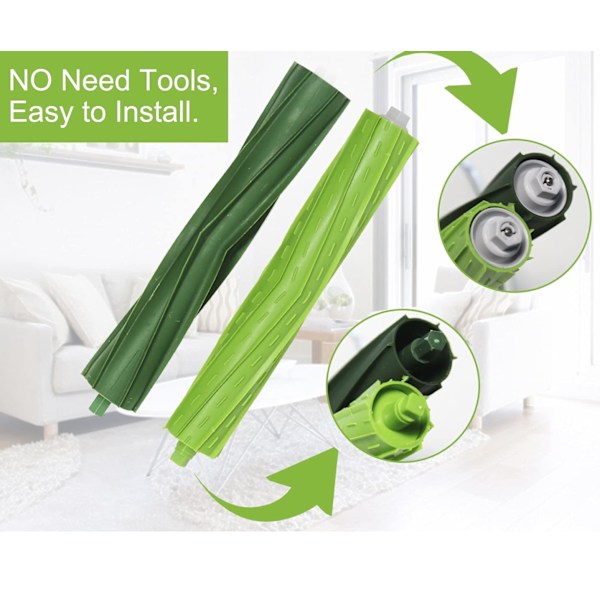 INF Gummiborste / Rullborste 4-pack iRobot Roomba e/i/j series Grön