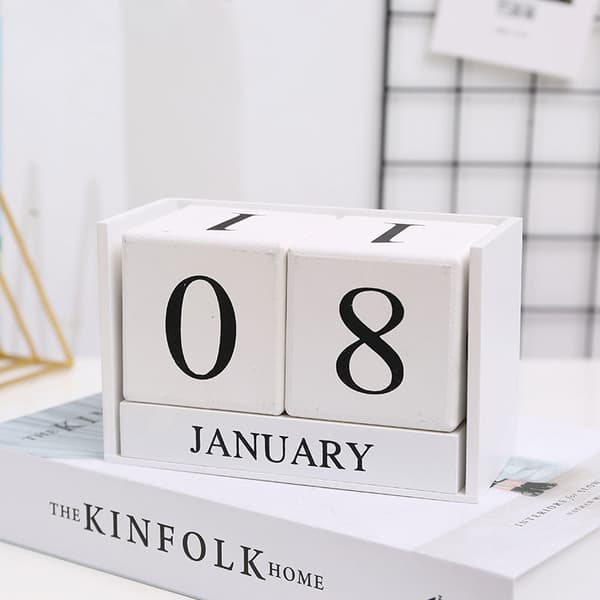 Trækalender Evigvarende Skrivebordsdekoration White White