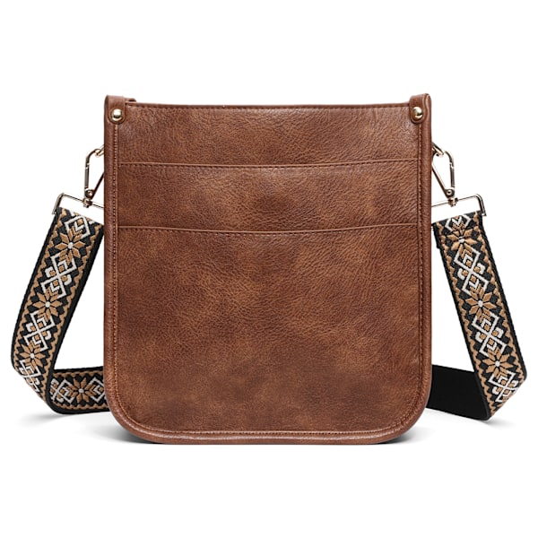 Snygg PU-väska för kvinnor: Crossbody axelväska Brun