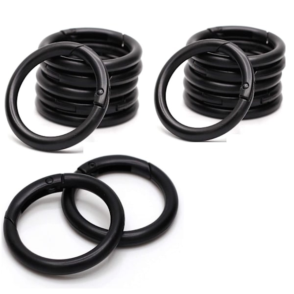 Rund karbinhake / öppningsbara ringar 15-pack Black Black