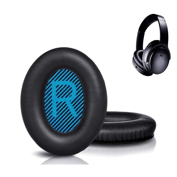 INF Højkvalitets ørepuder til Bose QC 35/25/15 hovedtelefoner 1 par Sort + blå