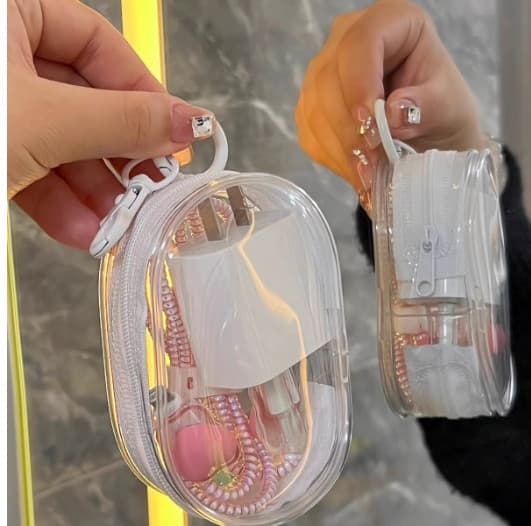 Bærbar datakabel og oplader organizer rejseetui Transparent Transparent