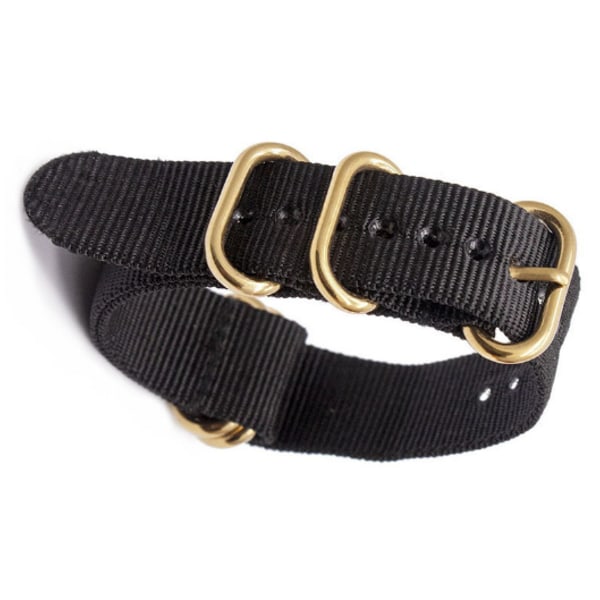 Nylonarmband med ovalt guldspänne Svart