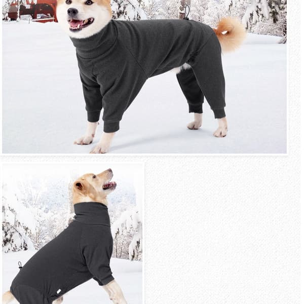 Varm firebenet kæledyr turtleneck sweater til mellemstore til store hunde - vintertøj L L