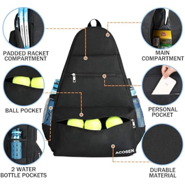 Ny Sport Tennisracket Ryggsäck Svart