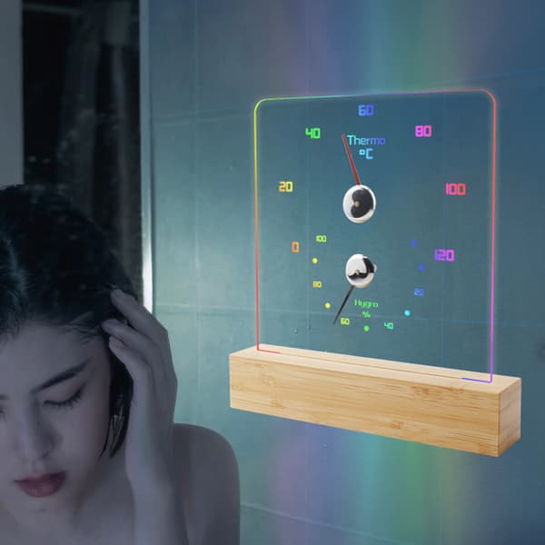 Bastutermometer Hygrometer med RGB-ljus