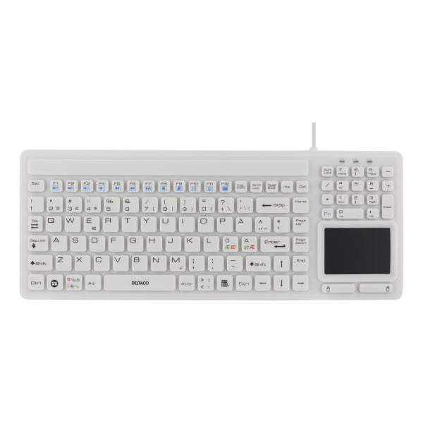 Rubberized keyboard with touchpad, IP68, 105 keys, white