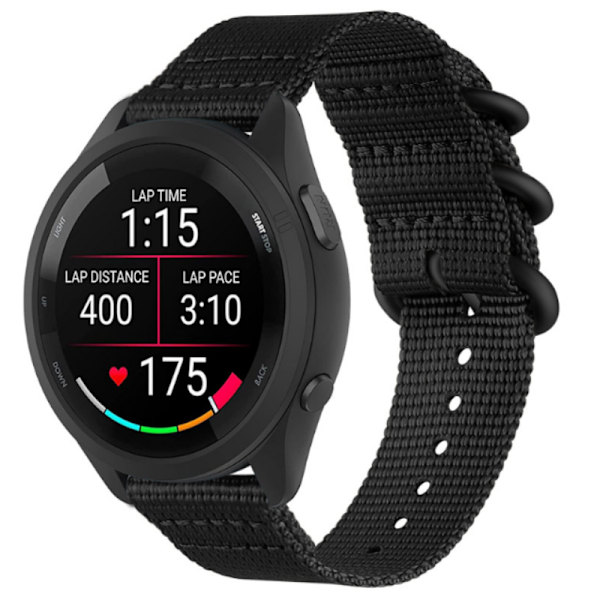 Klockarmband i Nylon för Garmin Forerunner 965/955/945/935/255/265 Svart 20 mm