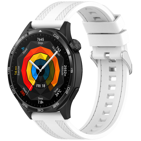 Autoon ommeltava silikonikellon hihna Xiaomi Watch S4:lle ja Huawei GT5:lle Valkoinen