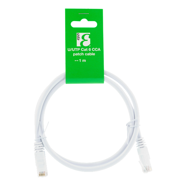 U/UTP Cat6 patch cable, CCA, 1m, 250MHz, white