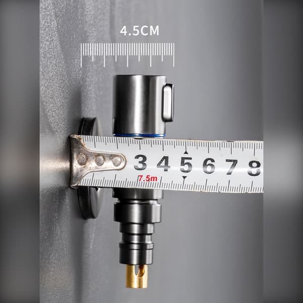 Stainless Steel Automatic Shut-Off Washing Machine Valve - Compact Silver Angle Faucet with Extended Brass Stopper