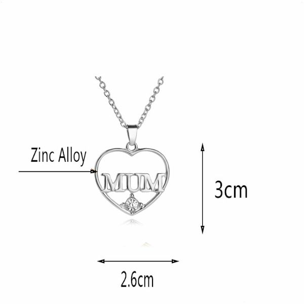 Hjärthalsband för mamma zinklegering/strass Silver