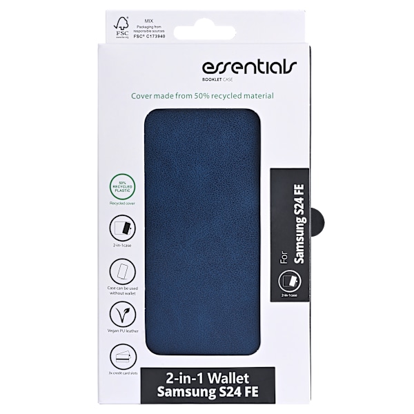Samsung Galaxy S24 FE PU wallet, detachable, 3 cards, blue