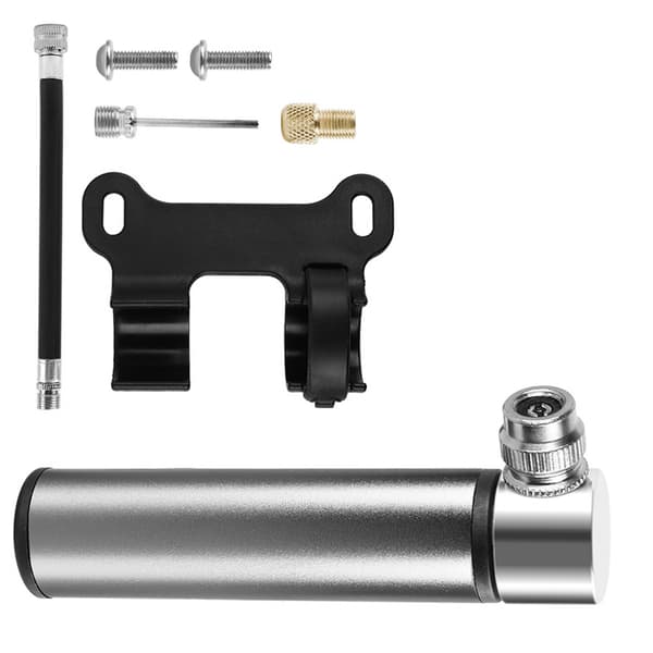 Minicykelpump i aluminiumlegering med fäste Silver