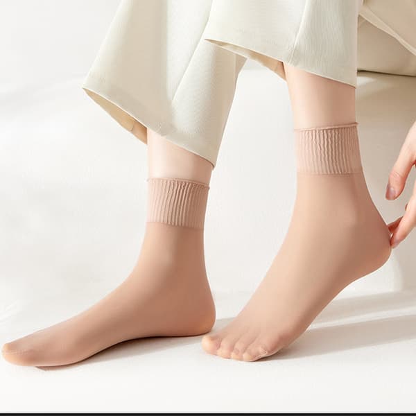 10 par Dam Transparenta Ankelsockor med Spets Dark beige Dark beige