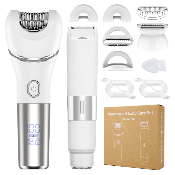 2-i-1 elektrisk ladyshaver, bikinilinjetrimmer & kropsgroomer