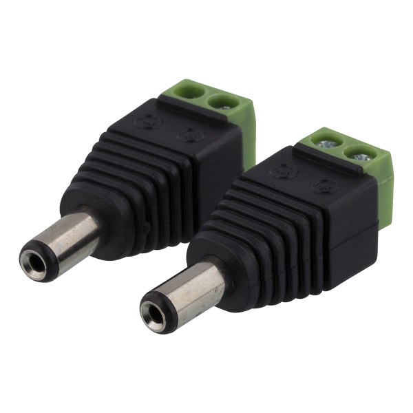2-pin Terminal block to 5.5 DC, 2-Pack, Screw, 5.5 DC male