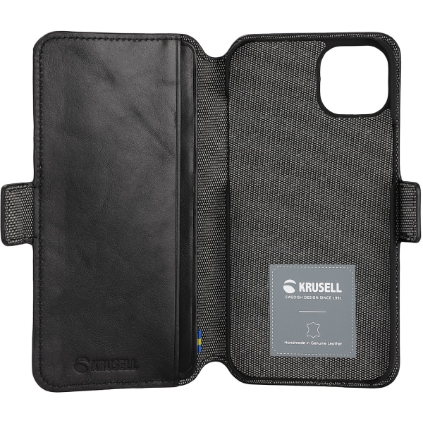 Krusell Leather Phone Wallet iPhone 14 Plus Svart