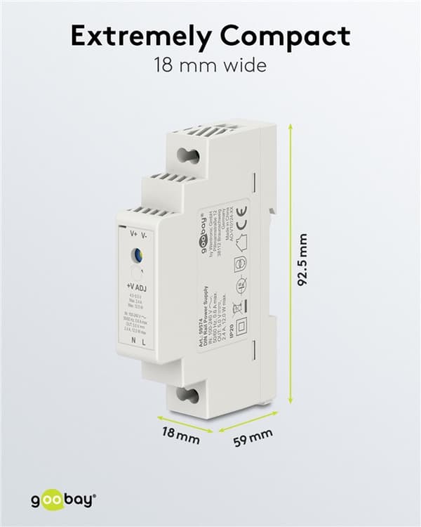 Strömförsörjning för DIN-skena 5 V (DC), 2,4 A, 12 W
