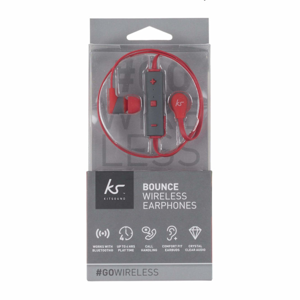 KITSOUND Hörlur Bounce Röd In-Ear Trådlös Mic