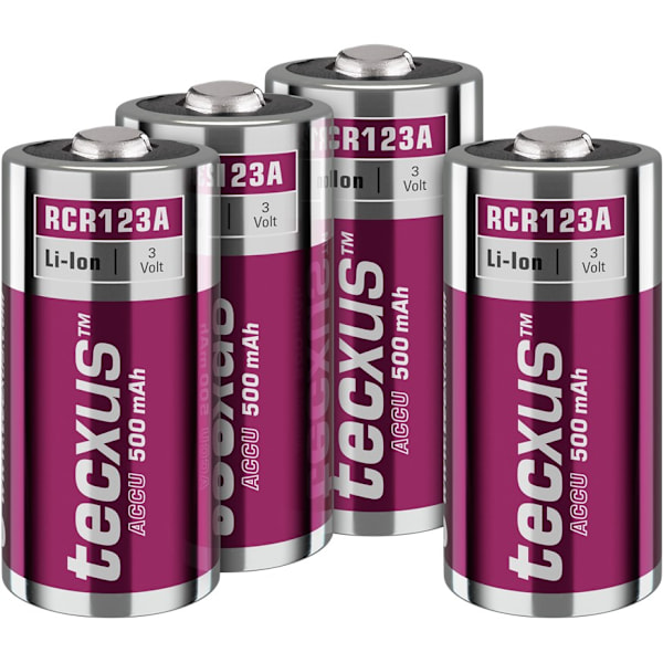 RCR123 genopladeligt batteri - 500 mAh, 4 stk. i æske