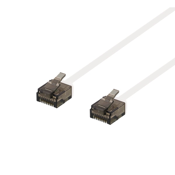 U/UTP Cat6a patch cable, flat, 1m, 1mm thick, white