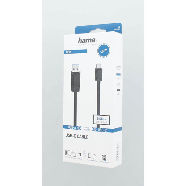 Kabel USB-C - USB-A USB 3.2 5 Gbit/s 1.5m Svart