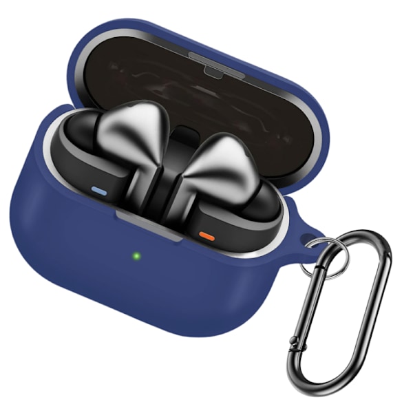 Skyddande silikonfodral för Samsung Galaxy Buds3/Buds3 Pro med karbinhake Svart