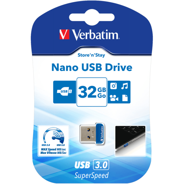StoreNStay Nano U3, USB3.0 memory, 32GB, blue