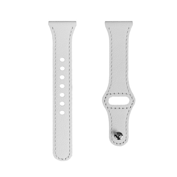 Klockarmband i nitstil äkta läder 20 mm för Samsung Garmin Vit
