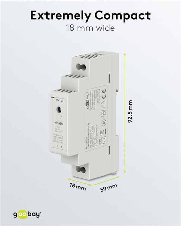 Virtalähde DIN-kiskoon 12 V, 1,25 A, 15 W