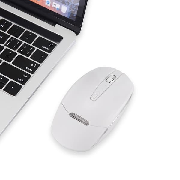 Belyst 2.4G trådlös mus - Vit, bärbar och tyst