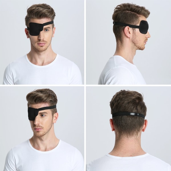 3D ögonmask för höger öga med kardborreband Svart Svart