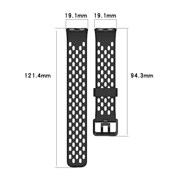 Udskiftningsrem til Huawei Band 10/9/8 - åndbart design med huller Sort