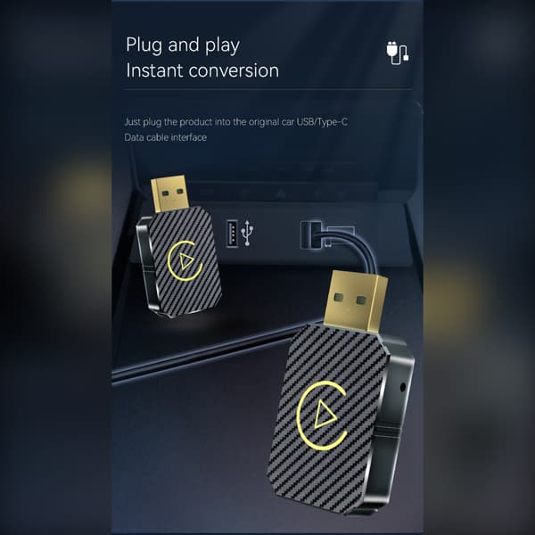 Älykäs auton yhdistämislaatikko: Langaton CarPlay & Android Auto 2-in-1 -sovitin