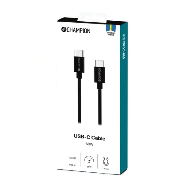 USB-C Kabel 60W 1m Sort