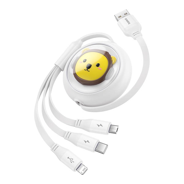 Laddningskabel 3w1 Baseus USB till USB-C, USB-M, Lightning 3,5A, 1,1m (Vit)
