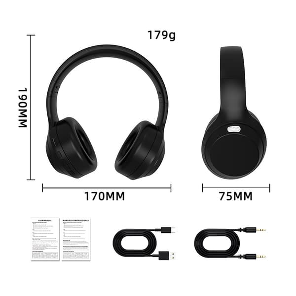 DR10 Classic Black Over-Ear Bluetooth Headphones