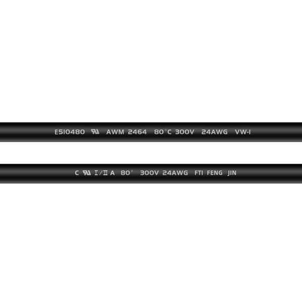 Sort UL2464 28AWG 2-leder multilederledning - 5 meter, fleksibel PVC-isolering, fortinnet kobberledere