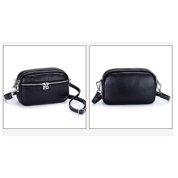 Crossbody-Väska med Tre Dragkedjor Svart